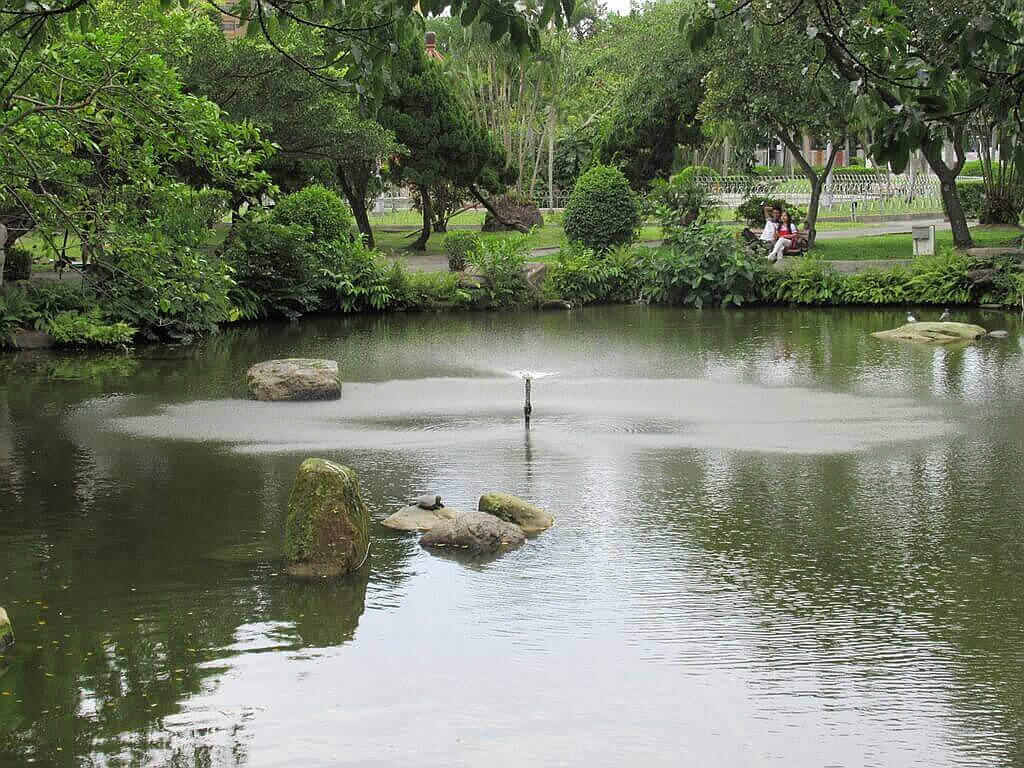 二二八和平紀念公園的圖片：水池上噴著水