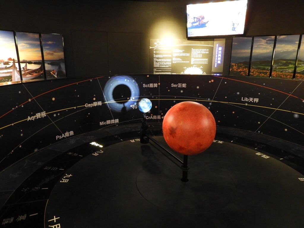 臺北市立天文科學教育館的圖片：日、地、月的運轉模型