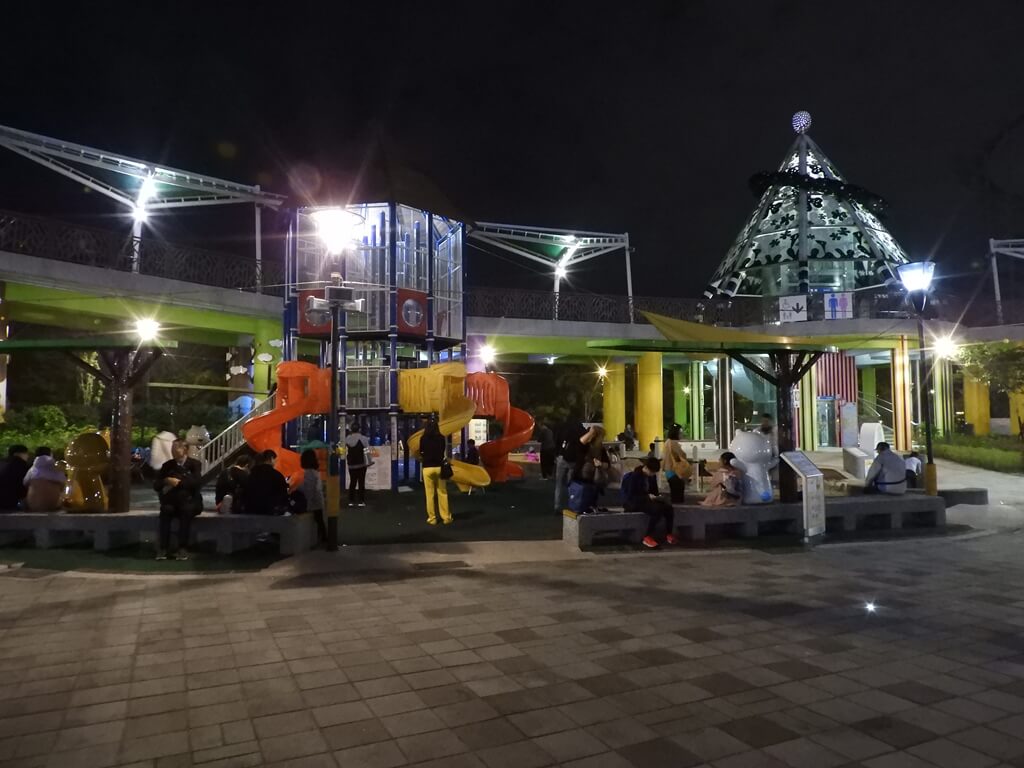 臺北市兒童新樂園的圖片：夜晚的融合式遊樂設施