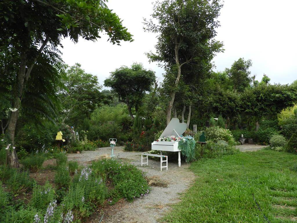 雅聞香草植物工廠的圖片：第18張照片－樹林草地間有一架白色鋼琴